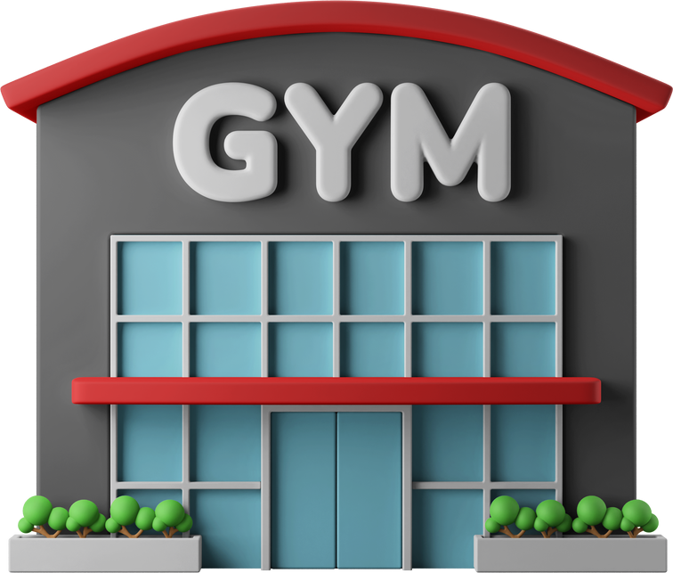 gym and athletic building fitness centre 3d icon illustration